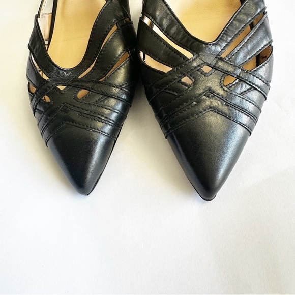 Di Donna Italy Black Leather Pointed-Toe Flats Slingback Minimalist Neutral 40 - Picture 2 of 9